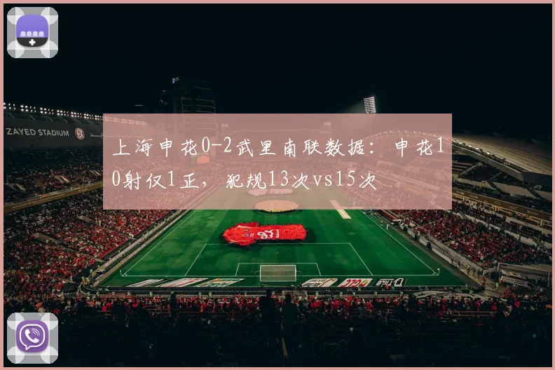 上海申花0-2武里南联数据：申花10射仅1正，犯规13次vs15次